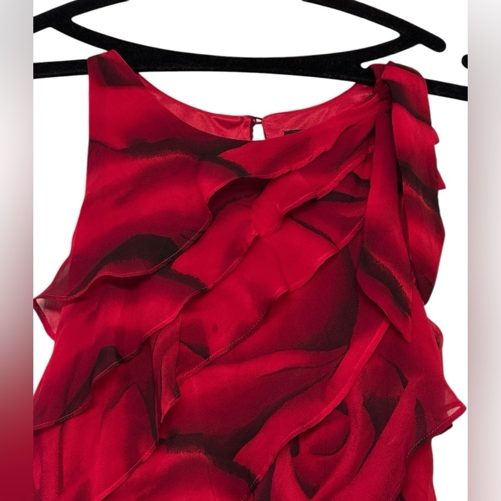 WHBM Rose Print Tiered Chiffon Ruffle Dress - Picture 4 of 8